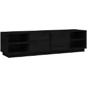 vidaXL TV-Schrank Schwarz 156x40x40 cm Massivholz Kiefer