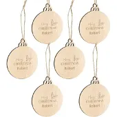Yoursurprise Weihnachtsdeko aus Holz mit Name - Weihnachtskugel - 6 Stück