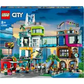 LEGO 60380 City Stadtzentrum Set, Modellbausatz, Spielzeug mit Spielzeugläden wie Friseur, Tierarzt, Hotel und Dachdisco mit Minifiguren und Straßenplatten, Geschenk zum Geburtstag für Kinder