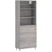 vidaXL Highboard Grau Sonoma 69,5x34x180 cm Holzwerkstoff