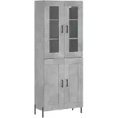 vidaXL Highboard Betongrau 69,5x34x180 cm Holzwerkstoff