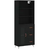 vidaXL Highboard Schwarz 69,5x34x180 cm Holzwerkstoff