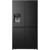 Hisense RQ760N4BFE Side-by-Side Kühl-Gefrier-Kombination, 584 Liter, Kühlen 352 L, Gefrieren 232L, Eiswürfel-/Wasserspender, Nofrostplus, schwarz