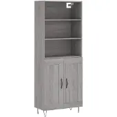 vidaXL Highboard Grau Sonoma 69,5x34x180 cm Holzwerkstoff