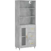 vidaXL Highboard Betongrau 69,5x34x180 cm Holzwerkstoff