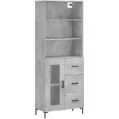 vidaXL Highboard Betongrau 69,5x34x180 cm Holzwerkstoff