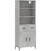vidaXL Highboard Betongrau 69,5x34x180 cm Holzwerkstoff