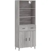 vidaXL Highboard Grau Sonoma 69,5x34x180 cm Holzwerkstoff
