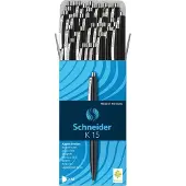 Schneider Kugelschreiber K15, Strichbreite Medium 1,0 mm, Schreibfarbe schwarz, Gehäuse schwarz, dokumentenecht, nachfüllbar, 50 Stück