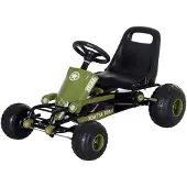 HOMCOM Go Kart Tretauto Kinderfahrzeug Pedalfahrzeug mit Handbremse Kinder Grün