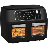 DS Produkte MAXXMEE Heißluft-Fritteuse Doppelkammer 11l Kombination aus Heißluftofen Grill Fritteuse mit 2 XXL-Frittierfächern Digitales Bedienfeld Sichtfenster