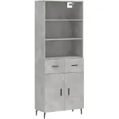 vidaXL Highboard Betongrau 69,5x34x180 cm Holzwerkstoff