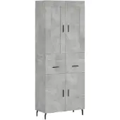 vidaXL Highboard Betongrau 69,5x34x180 cm Holzwerkstoff