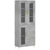 vidaXL Highboard Betongrau 69,5x34x180 cm Holzwerkstoff
