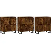 vidaXL Sideboards 3 Stk. Räuchereiche Holzwerkstoff