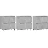 vidaXL Sideboards 3 Stk. Betongrau Holzwerkstoff