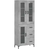vidaXL Highboard Betongrau 69,5x34x180 cm Holzwerkstoff