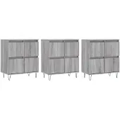 vidaXL Sideboards 3 Stk. Grau Sonoma Holzwerkstoff