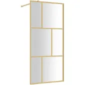 vidaXL Duschwand für Begehbare Dusche mit ESG Klarglas Golden 80x195cm