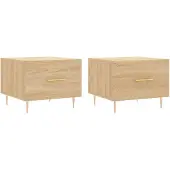 vidaXL Couchtische 2 Stk. Sonoma-Eiche 50x50x40 cm Holzwerkstoff