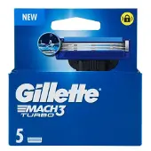 Gillette Mach3 Turbo Replacement Blade for Men's Razor - Pack of 5