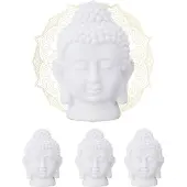 Relaxdays 4 x Buddha Kopf Weiß