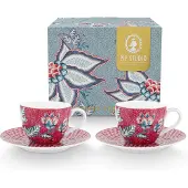 Pip studio Espressotasse Flower Festival Dark Pink 120 ml (2er-Set)