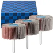 PFERD TOOLS Fächerschleifer-Set 3-tlg. Korund 60x30mm Schaft 6 mm A60, 80,120 für Feinschliff - 44498005