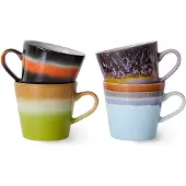 HK Living - 70's Cappuccino Tassen, 330 ml, solid (4er-Set)
