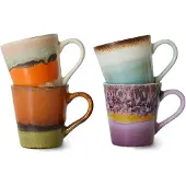 HK Living - 70's Espressotasse, 100 ml, retro (4er-Set)