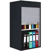 VCM Aktenschrank "Holz Büroschrank Aktenschrank Rollladen Aktos L", schwarz, B:50cm T:40cm, Obermaterial: 100% Holz Wood., Schränke, Aktenschrank