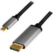 Logilink CUA0100, DisplayPort, USB 3.2 Gen1 Type-C, 1,8 m, Schwarz, Grau