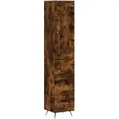 vidaXL Highboard Räuchereiche 34,5x34x180 cm Holzwerkstoff