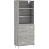 vidaXL Highboard Grau Sonoma 69,5x34x180 cm Holzwerkstoff