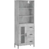 vidaXL Highboard Betongrau 69,5x34x180 cm Holzwerkstoff