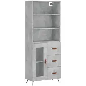 vidaXL Highboard Betongrau 69,5x34x180 cm Holzwerkstoff