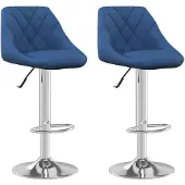 vidaXL Barhocker 2 Stk. Blau Samt