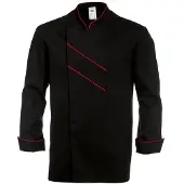 Bp Kochjacke 1538-400-3281, Herren, langarm, mit Druckknöpfen, schwarz-rot, Gr. 50 (M)