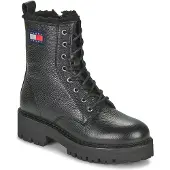 Tommy Hilfiger Urban Boot Tumbled LTR Damenschuhe Stiefel Schnürer Schwarz, Schuhgröße:36 EU