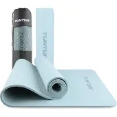 Tunturi Dicke Yogamatte 8mm - Rutschfest Gymnastikmatte - Mit Tragegurt - Für Yoga und Pilates - Sportmatte 183x61x0,8cm -Schadstofffrij - Besonders komfortabel - Hellblau