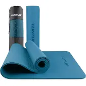 Tunturi Dicke Yogamatte 8mm - Rutschfest Gymnastikmatte - Mit Tragegurt - Für Yoga und Pilates - Sportmatte 183x61x0,8cm -Schadstofffrij - Besonders komfortabel - Petrol Blau