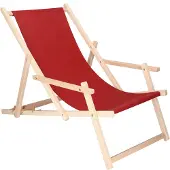 Springos Liegestuhl Klappbar Strandliege Campingstuhl Gartenstuhl Holz - Dunkelrot