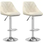 vidaXL Barhocker 2 Stk. Creme Samt