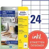 Avery Zweckform LR3475-10, Weiß, Rechteck, Dauerhaft, 70 x 36 mm, A4, Papier