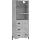 vidaXL Highboard Betongrau 69,5x34x180 cm Holzwerkstoff