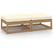 vidaXL Garten-Fußhocker mit Kissen 2 Stk. Honigbraun Massivholz Kiefer