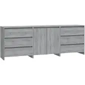 vidaXL 3-tlg. Sideboard Grau Sonoma Holzwerkstoff