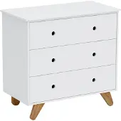 Möbilia Schubkastenkommode MÖBILIA "Dolidoo", weiß (weiß, natur), B:95cm H:90cm T:50cm, MDF, Massivholz, Sideboards, Schubkastenkommode, im modernen Scandi Design