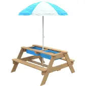 Tp Toys Holz Spieltisch & Matschtisch Tiger inkl. Sonnenschirm Natur 97x95x170 cm