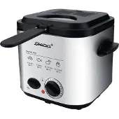 Steba Mini-Fritteuse mit Fondue-Set, Antihaftbeschichteter Ölbehälter, Edelstahlgehäuse, Abnehmbarer Deckel mit Sichtfenster und Dauerfilter